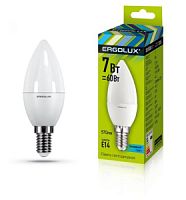 Лампа Ergolux LED-C35-7W-E14-4K свеча хол. /10/100