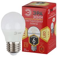 Лампа ЭРА LED  P-45-6w-827-Е27 R/шар тепл.