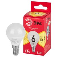 Лампа ЭРА LED  P-45-6w-827-Е14 R/шар тепл.