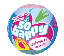 Бурлящий шар для ванны SOHappy Клубника Мания  120г