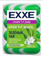 EXXE Косметическое крем-мыло 1+1 Зеленый чай 4шт*75г (ЗЕЛЕНОЕ полосатое) ЭКОПАК (х)/12