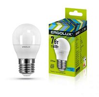 Лампа Ergolux LED-G45-7W-E27-4K шар хол. /10/100