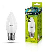 Лампа Ergolux LED-C35-7W-E27-3K свеча тепл. /10/100