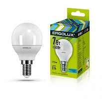 Лампа Ergolux LED-G45-7W-E14-4K шар хол. /10/100