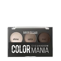 Тени для век 3-х цветные COLOR MANIA, тон 034 кремовый серый / 2шт.
