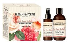 Набор жен. Elegans and Fortis"Rose, Peony, Daffodil",(гель д/душа300 мл + спрей д/тела 150мл)