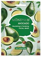 MondSub Маска для лица тканевая питательная и смягчающая, с экстрактом авокадо, 20мл / 100шт