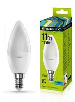 Лампа Ergolux LED-C35-11W-E14-4K свеча хол. /10/100