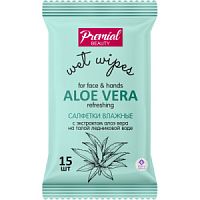 Premial vita active Влажные салфетки  освежающие с экстрактом алоэ 15 шт