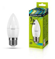 Лампа Ergolux LED-C35-7W-E27-4K свеча хол. /10/100