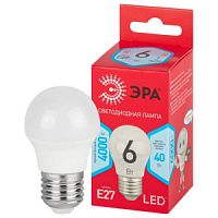 Лампа ЭРА LED  P-45-6w-840-Е27 R/шар хол.