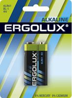 Батарейка Ergolux Алкалиновая 6LR61  BL-1 /12/60/крона