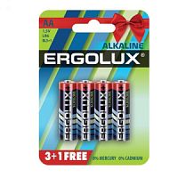 Батарейка Ergolux Алкалиновая LR06 BL-3+1 /40/960/4шт блистер/пальчик Ф