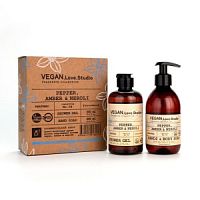 Набор космет. VEGAN.Love.Studio "Pepper, Amber, Neroli", (гель д/душа 300 мл + мыло д/рук 300 мл)
