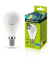 Лампа Ergolux LED-G45-11W-E14-4K шар хол. /10/100