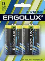 Батарейка Ergolux Алкалиновая LR20 BL-2  /12/96/2шт блистер