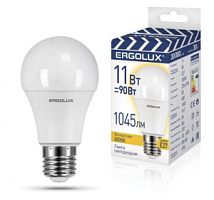 Лампа Ergolux LED-A60-11W-E27-3K ЛОН тепл ПРОМО/10/100