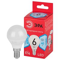 Лампа ЭРА LED  P-45-6w-840-Е14 R/шар хол.